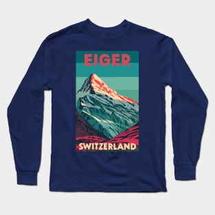 A Vintage Travel Art of Eiger - Switzerland Long Sleeve T-Shirt